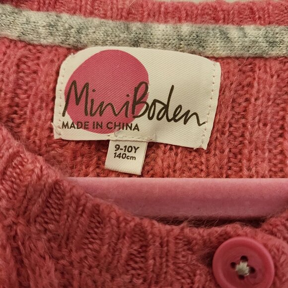 Mini Boden pink cardigan sz 9-10 long sleeve soft fuzzy - Picture 2 of 8